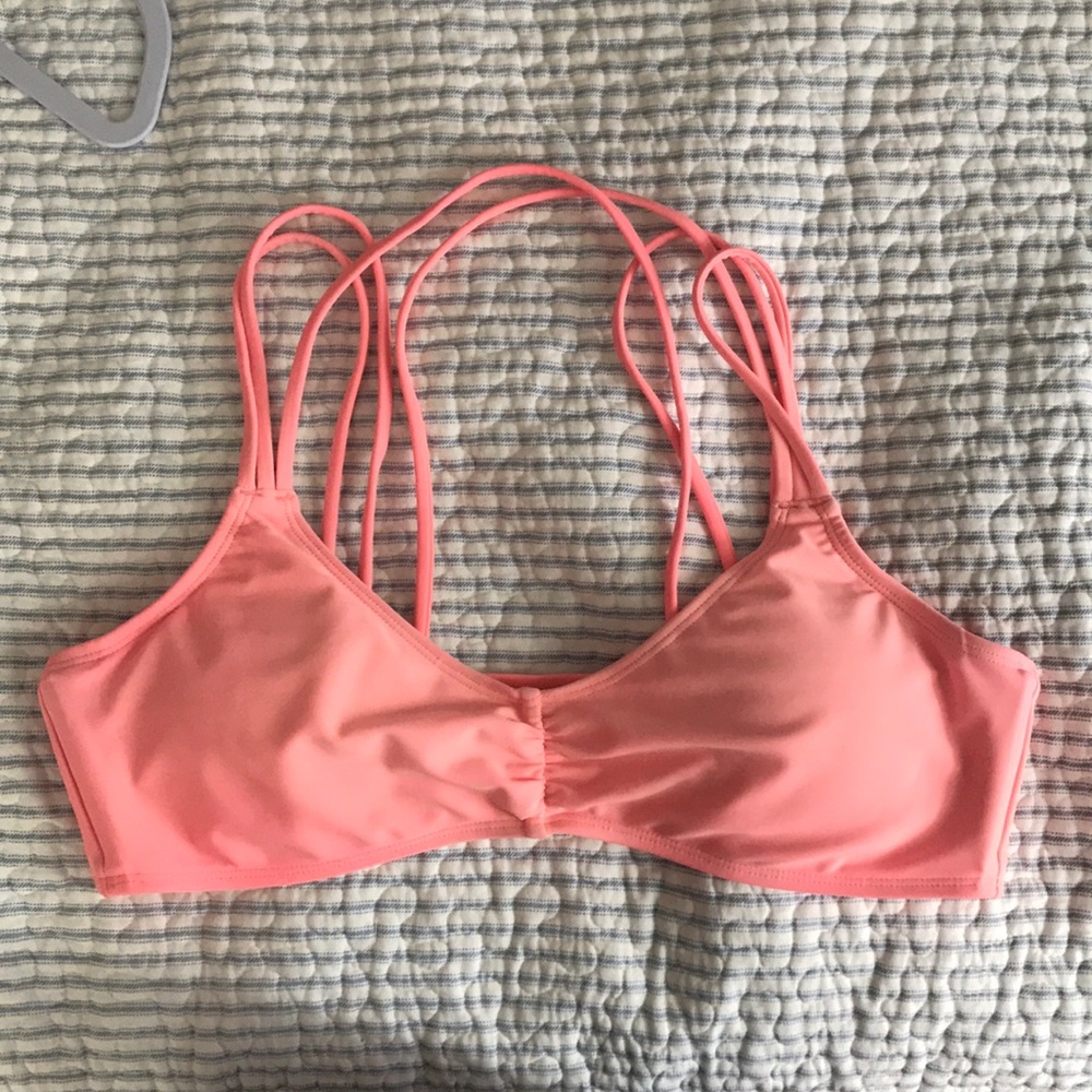 AMERICAN EAGLE NEON PEACH STRAPPY BIKINI TOP